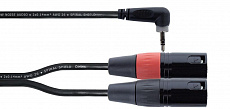Cordial EY 1.5 WRMM  кабель Y-адаптер джек стерео 3.5 мм угловой — 2 x XLR "папа", 1.5 метра, черный