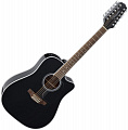 Takamine GD38CE-BLK  12-струнная электроакустическая гитара дредноут с вырезом, цвет чёрный