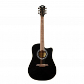 Rockdale Aurora D6 C BK E Gloss электроакустическая гитара, дредноут с вырезом, цвет черный, глянцевое покрытие