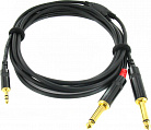 Cordial CFY 1.5 WPP-Long  кабель Y-адаптер джек стерео 3.5 мм / 2 x моно-джек 6.3 мм "папа", 1.5 метра, черный