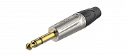 Roxtone RJ3P-NG разъем  jack 1/4" стерео с резиновым держателем под кабель, цвет серебристый