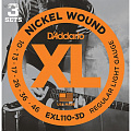 D'Addario EXL-110-3D набор из трех комплектов струн для электрогитары, 10-46