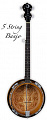 Luna BGB CEL 5 банджо, 5 струн, красное дерево, гравировка