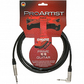 Klotz ProN030PR Pro Artist готовый инструментальный кабель, 3 метра, разъемы Neutrik Mono Jack (прямой-угловой)