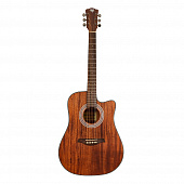 Rockdale Aurora D6 Satin C All-Mahogany акустическая гитара дредноут с вырезом, цвет натуральный, сатиновое покрытие