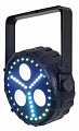 Showtec Club PAR Dizzy 3/8 световой эффект с ультрафиолетом Источник света: 3 х 8 Вт RGB + UV LEDs + 18 х 0,5 Вт RGB SMD LEDs + 27 х 0,5 Вт Cool White LEDs