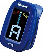Ibanez PU3-BL  гитарный хроматический тюнер-клипса, модель синего цвета