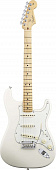 Fender American Standard Stratocaster MN Olympic White электрогитара с кейсом, цвет белый