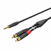 Roxtone PACC150/10 аудио кабель, 3.5 мм stereo Jack (MJ3BG) - 2 x RCA (P2BG), позолоченные контакты, длина 10 метров