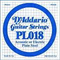 D'Addario PL018 Single Plain Steel 018 одиночная струна для акустических или электрических гитар
