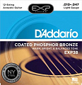 D'Addario EXP-38 струны для 12-ти струнной гитары, фосфор / бронза в оболочке, лёгкое натяжение