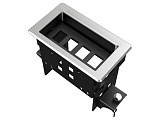 Wize Pro WRTS-04BOX-S прямоугольный металлический корпус для модульной системы врезного лючка в стол с убирающейся крышкой для установки до 4 модулей-вставок, преустановленная рамка, серебристый