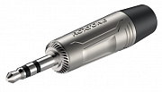 Roxtone RMJ3P-NN разъем 3.5 мм, стерео с резиновым держателем под кабель, Цвет: серебро