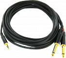 Cordial CFY 6 WPP  кабель Y-адаптер джек стерео 3.5 мм/ 2 x моно-джек 6.3 мм "папа", 6 метров, черный
