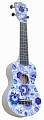 Wiki UK/RUS/Gzhel гитара укулеле сопрано, рисунок "Гжель", с чехлом