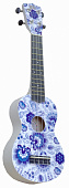 Wiki UK/RUS/Gzhel гитара укулеле сопрано, рисунок "Гжель", с чехлом