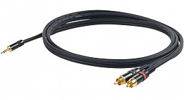 Proel CHLP215LU3 сценический кабель, Jack 3.5 мм стерео <-> 2хRCA male, длина 3 метра