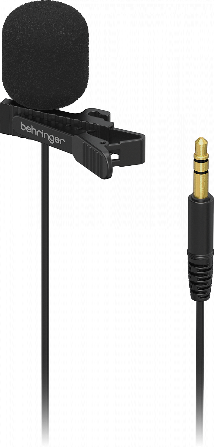 Behringer BC LAV Go конденсаторный петличный микрофон, разъем  3.5 mm TRS, переходник на 3.5 mm TRRS, с ветрозащитой и клипсой, кабель 1,2 м, черный