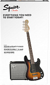 Fender Squier Affinity Series™ Precision Bass® PJ Pack, Laurel Fingerboard, Brown Sunburst, Gig Bag, Rumble 15 комплект: бас-гитара, чехол и комбо