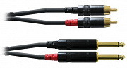 Cordial CFU 3 PC кабель сдвоенный RCA/джек моно 6.3 мм "папа", 3 метра, цвет черный