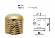 Gotoh VK1-18-GG ручка потенциометра металлическая Dome style, цвет золото