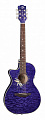 Luna FLO PF QM Lefty passionflowers электроакустическая гитара дредноут с вырезом левосторонняя, цвет транс пурпурный
