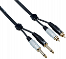Bespeco EAY2JR500 кабель межблочный 2Jack-2RCA, длина 5 метров