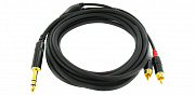 Cordial CFY 3 VCC  кабель Y-адаптер джек стерео 6.3 мм—2 x RCA, 3 метра, черный