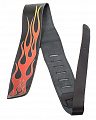 Perri's P25VK-1357 ремень гитарный, цвет ремня чёрный, с рисунком "Языки пламени"