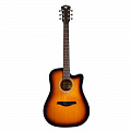 Rockdale Aurora D5 C SB Satin акустическая гитара, дредноут с вырезом, цвет санберст, сатиновое покрытие