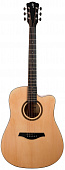 Rockdale Aurora D3 C NST акустическая гитара дредноут с вырезом, цвет натуральный, сатиновое покрытие