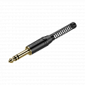 Roxtone RJ3PP-BG  разъем джек 1/4" стерео с пружиной, диаметр кабеля с пружиной 7 мм, без пружины 8.5 мм, цвет черный