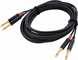 Cordial CFU 6 PP  кабель сдвоенный джек моно 6.3 мм "папа"/сдвоенный джек моно 6.3 мм "папа", 6 метров, черный
