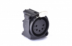 Roxtone C0100023019  разъем cannon (XLR) панельный мама 5-ти контактный с монтажом в печатную плату, цвет черный
