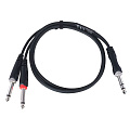 Cordial EY 1.5 VPP кабель Y-адаптер джек стерео 6.3 мм—2 джека моно 6.3мм "папа", 1.5 метра, черный