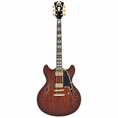D'Angelico Deluxe DC SBB  полуакустическая гитара с кейсом, форма 335, HH, T-o-m, цвет коричневый