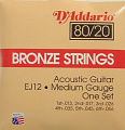 D'Addario EJ-12 комплект струн для акустической гитары, бронза 80/20, Medium 13-56