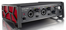 Tascam US-2x2HR USB аудио интерфейс, 24 бит/192 кГц, 2x Combo XLR/TRS микр./лин./инстр. входа, питание +48 В, 2х 1/4" TRS лин. выхода, 1/4" стерео выход на наушники, USB 2.0 Type-C (питание), MIDI In/Out, разъем DC 5V, совместимость Win/MacOS X