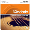 D'Addario EJ-41 струны для 12-струнной гитары, фосфор/бронза, супер лёгкое натяжение