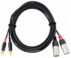 Cordial CFU 3 MC кабель сдвоенный RCA—XLR "папа", 3 метра, цвет черный
