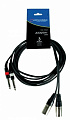 American DJ AC-2J6S-2XM/3 кабель переходник, 2 х стерео jack 6.3  --  2 х  XLR3M папа, цвет черный