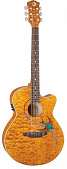 Luna FAU Swift электроакустическая фолк-гитара, цвет натуральный, рисунок "стриж"