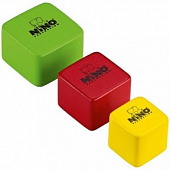 Meinl NINO507-MC набор из 3 деревянных шейкеров разного размера в форме квадратов, цвета синий, красный, зелёный