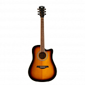 Rockdale Aurora D6 Gloss C SB акустическая гитара дредноут с вырезом, цвет санберст, глянцевое покрытие