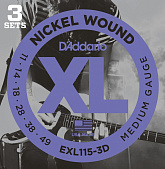 D'Addario EXL-115-3D набор из трех комплектов струн для электрогитары