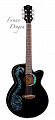 Luna FAU DRA BLK электроакустическая фолк-гитара, цвет черный, графика "дракон"