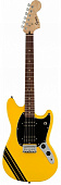 Fender Squier FSR Bullet Mustang HH Comp GFY электрогитара, цвет желтый с черной полосой