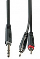 Roxtone RAYC110/3 аудио-кабель "Jack Stereo" 6.3 <> 2 x RCA, длина 3 метра