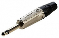 Roxtone RJ2P-NN разъем Jack 1/4" моно с резиновым держателем под кабель, цвет серебро