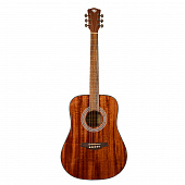 Rockdale Aurora D6 Gloss All-Mahogany акустическая гитара дредноут, цвет натуральный, глянцевое покрытие